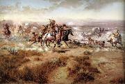 Attack on the wagon Train unknow artist